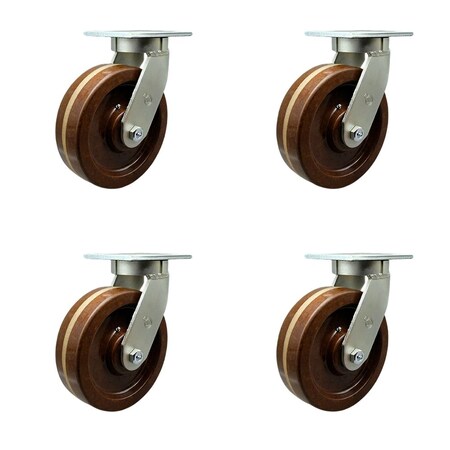 Service Caster 10'' Heavy Duty High Temp Phenolic Swivel Caster Set with 2 Swivel Locks, 4PK CRAN-SCC-KP92S1030-PHRHT-BSL-2-S-2